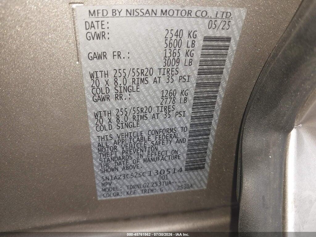 5N1AZ3CS2SC130514 2025 NISSAN MURANO photo no. 9