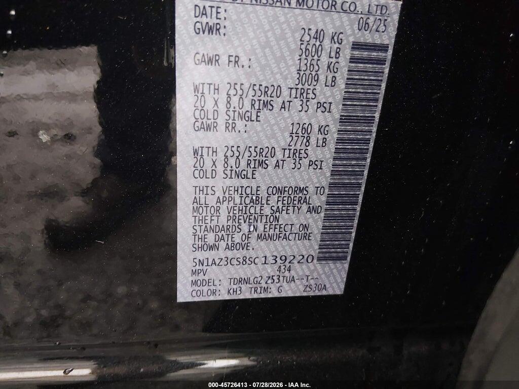 5N1AZ3CS8SC139220 2025 NISSAN MURANO photo no. 9