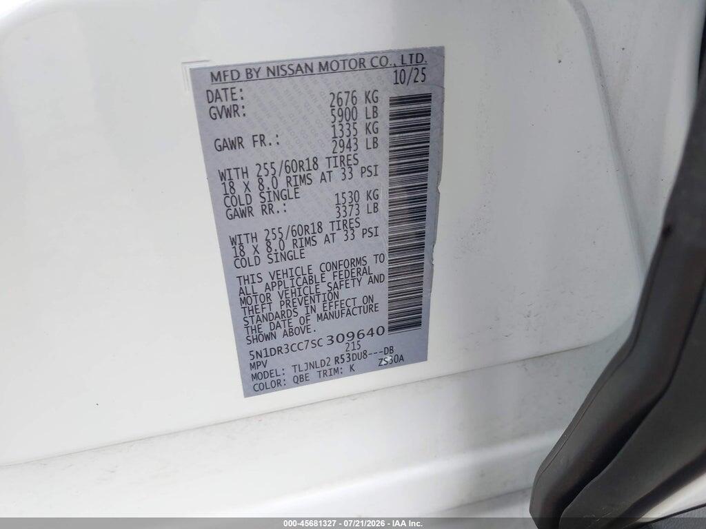 5N1DR3CC7SC309640 2025 NISSAN PATHFINDER photo no. 9