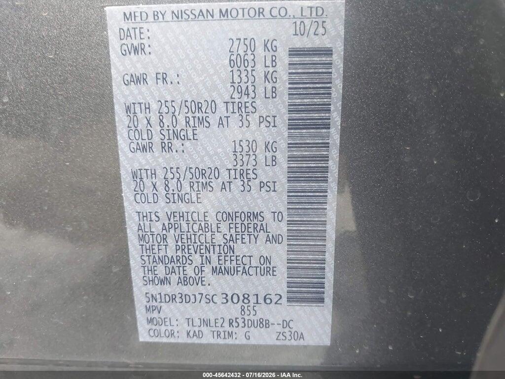5N1DR3DJ7SC308162 2025 NISSAN PATHFINDER photo no. 9