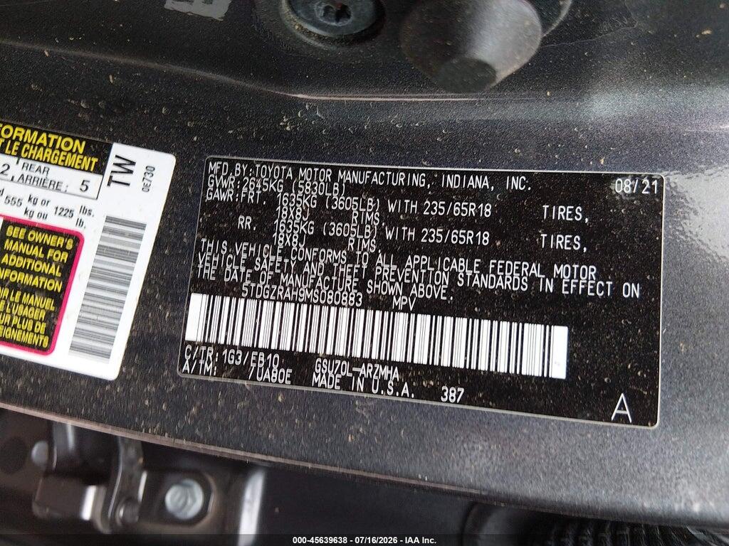 5TDGZRAH9MS080883 2021 TOYOTA HIGHLANDER photo no. 7