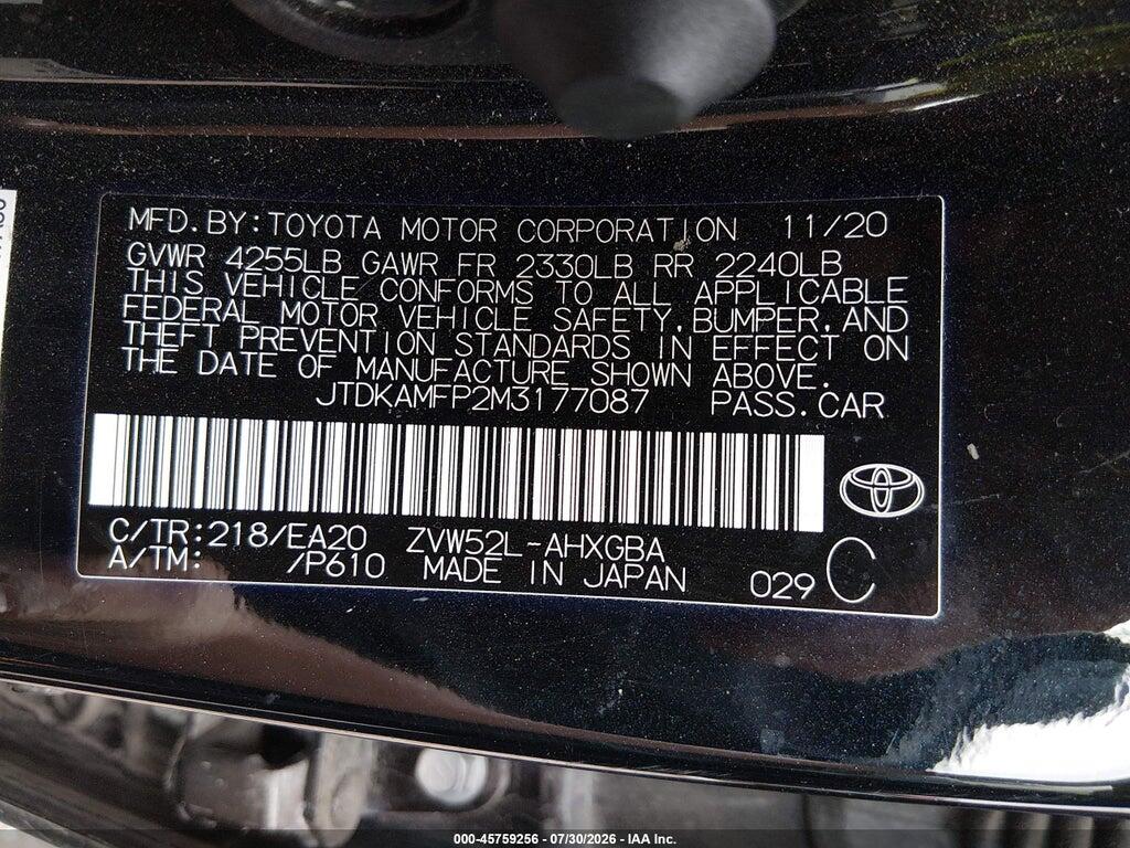 JTDKAMFP2M3177087 2021 TOYOTA PRIUS PRIME photo no. 9