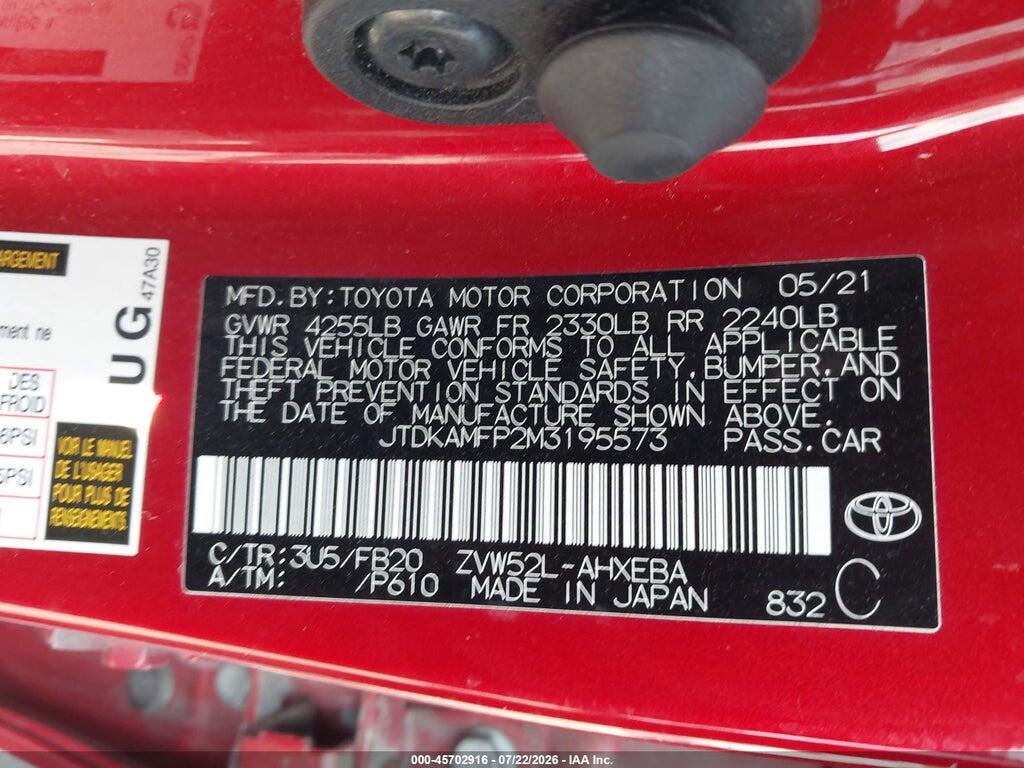 JTDKAMFP2M3195573 2021 TOYOTA PRIUS PRIME photo no. 9