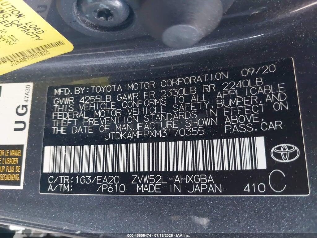JTDKAMFPXM3170355 2021 TOYOTA PRIUS PRIME photo no. 9