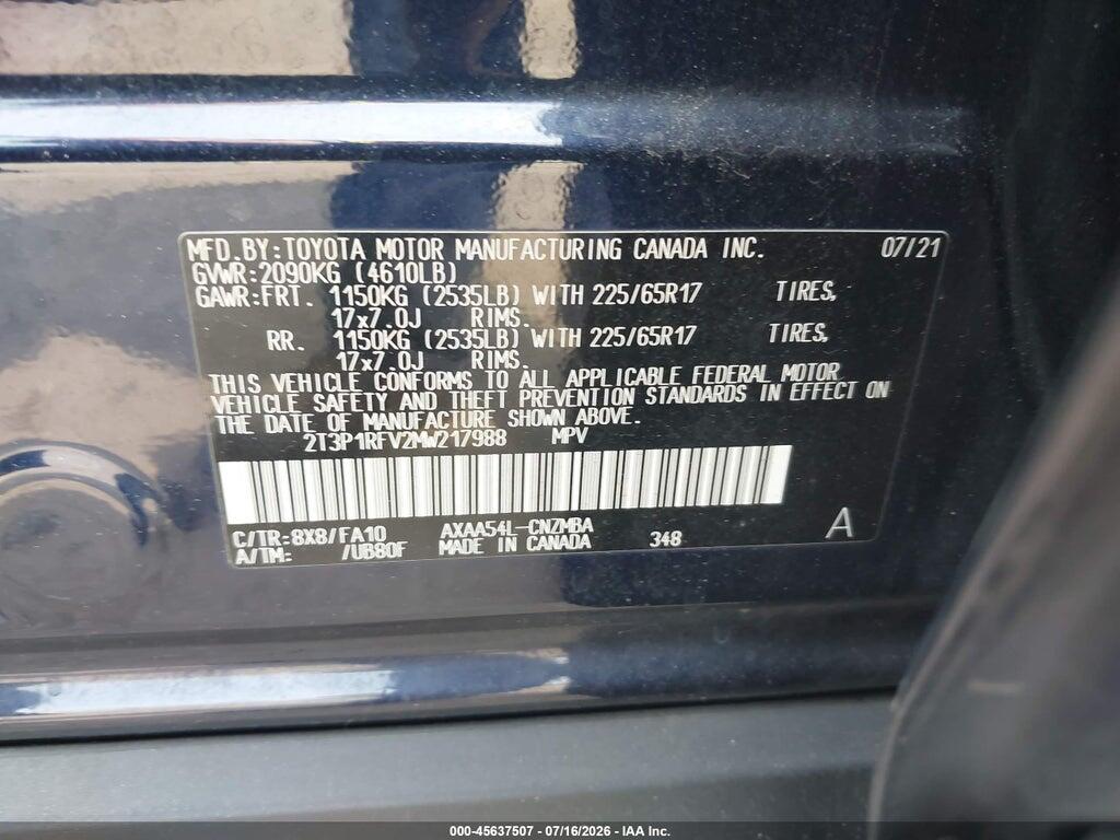 2T3P1RFV2MW217988 2021 TOYOTA RAV4 photo no. 9