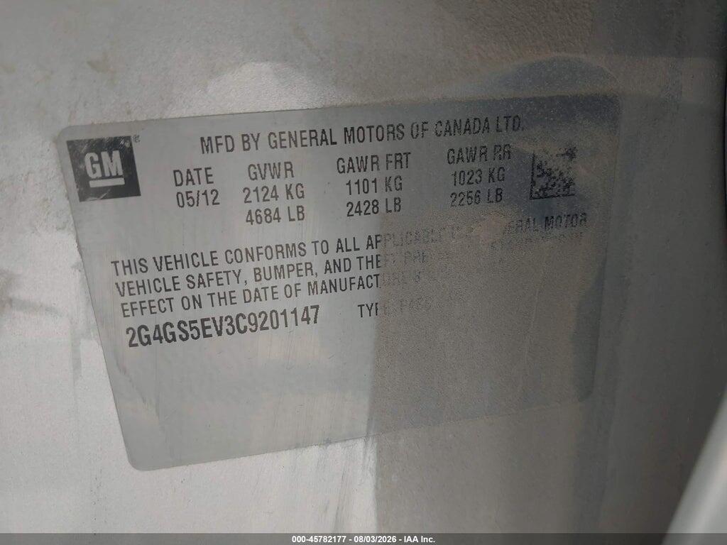 2G4GS5EV3C9201147 2012 BUICK REGAL photo no. 9
