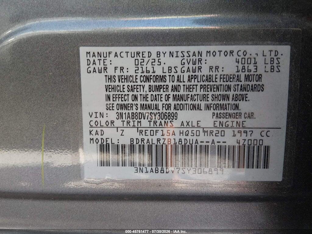 3N1AB8DV7SY306899 2025 NISSAN SENTRA photo no. 9