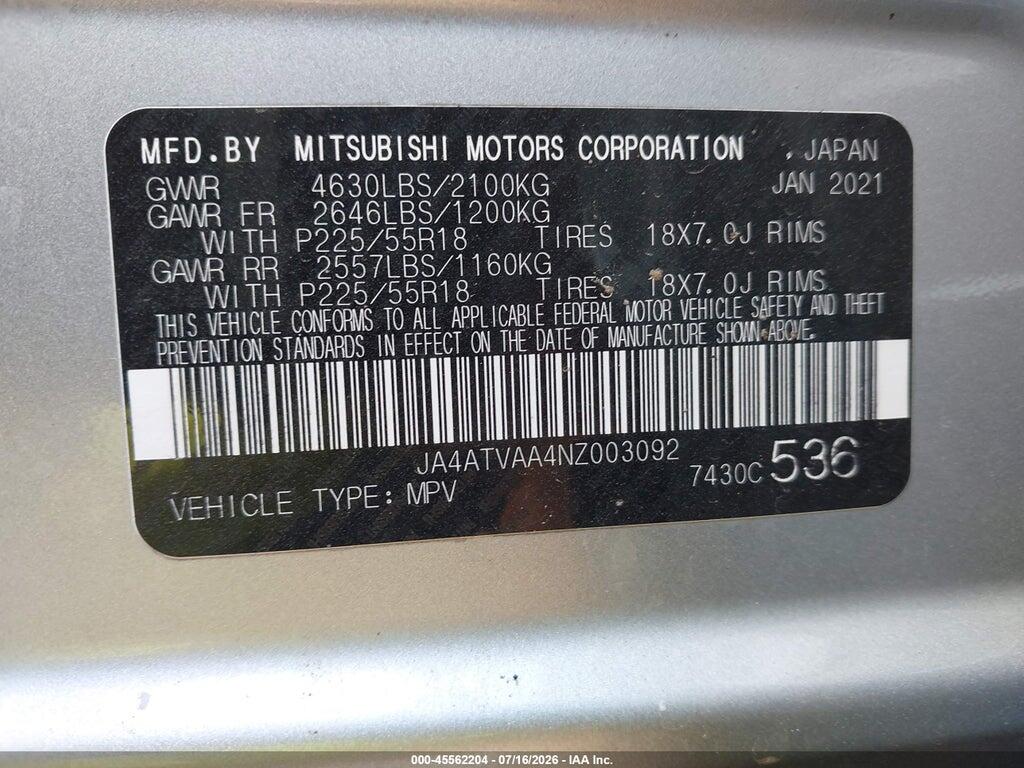 JA4ATVAA4NZ003092 2022 MITSUBISHI ECLIPSE CROSS photo no. 9