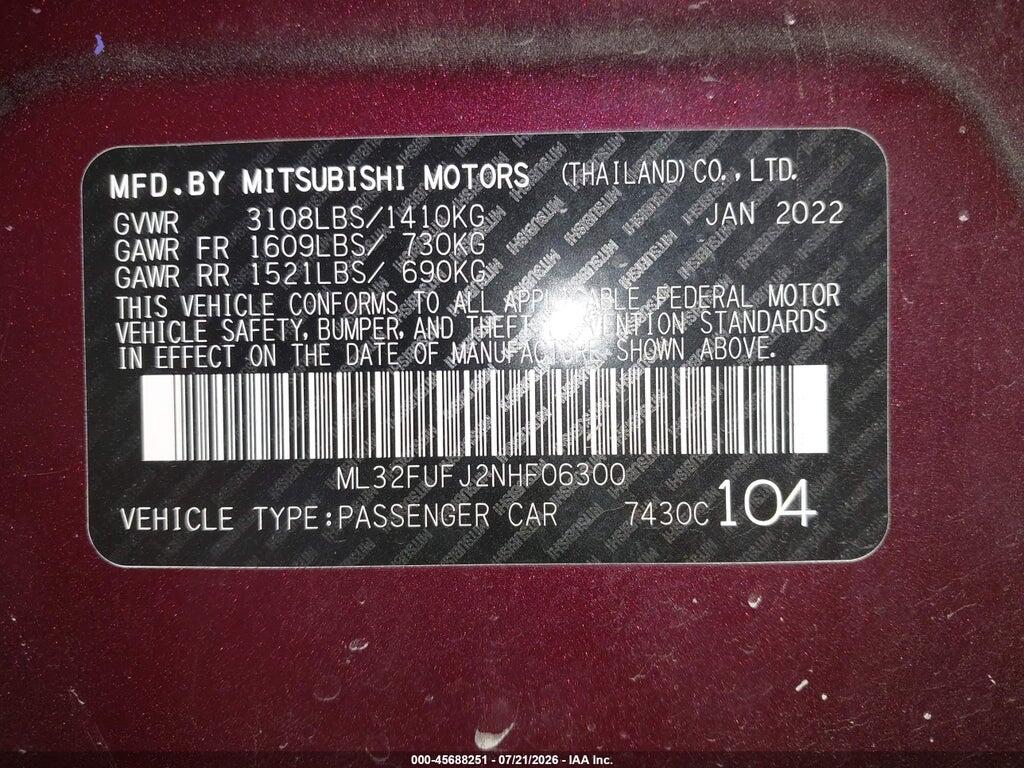 ML32FUFJ2NHF06300 2022 MITSUBISHI MIRAGE G4 photo no. 9