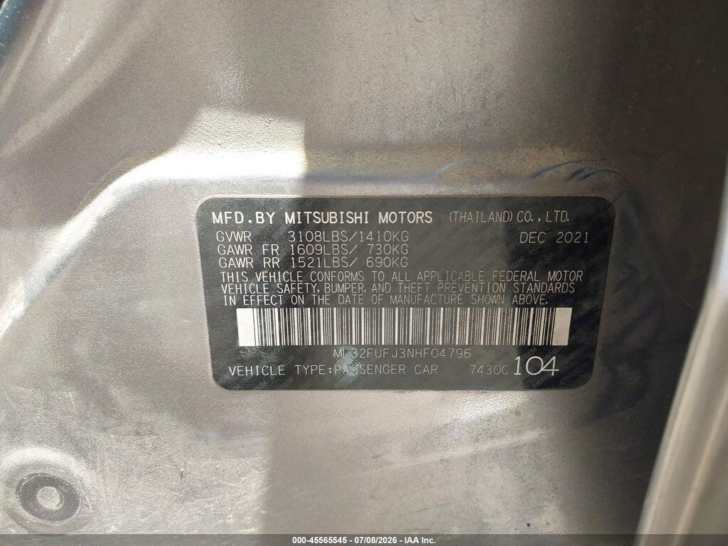ML32FUFJ3NHF04796 2022 MITSUBISHI MIRAGE G4 photo no. 9