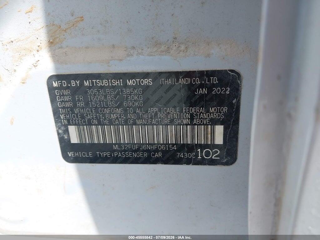 ML32FUFJ6NHF06154 2022 MITSUBISHI MIRAGE G4 photo no. 9