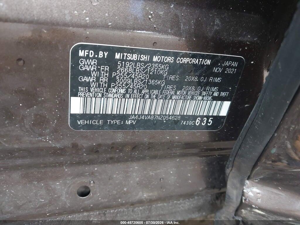JA4J4VA87NZ054628 2022 MITSUBISHI OUTLANDER photo no. 9