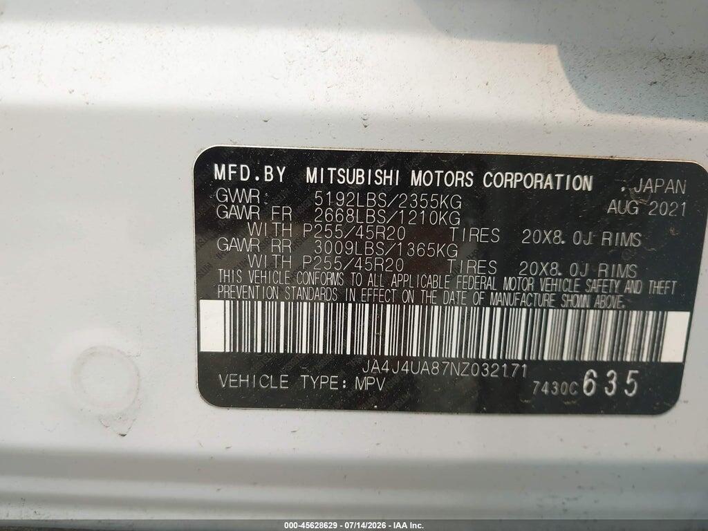 JA4J4UA87NZ032171 2022 MITSUBISHI OUTLANDER photo no. 9