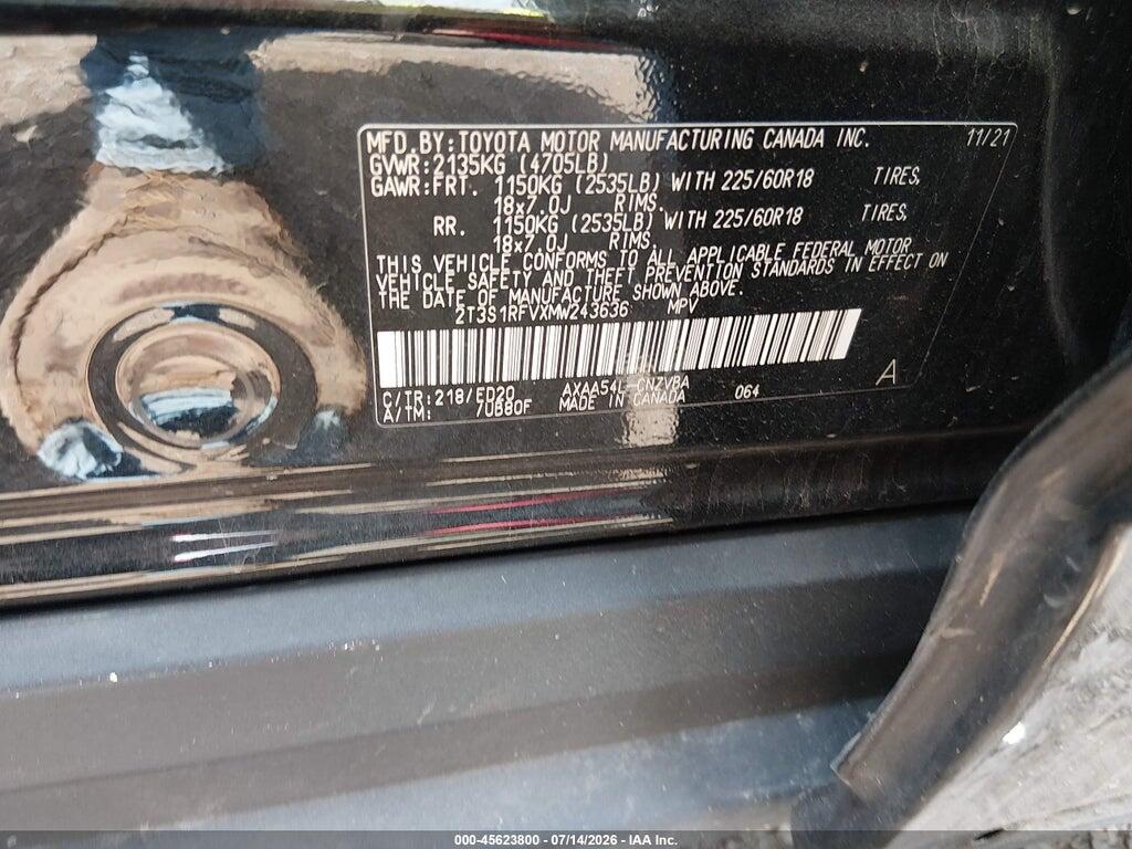 2T3S1RFVXMW243636 2021 TOYOTA RAV4 photo no. 9