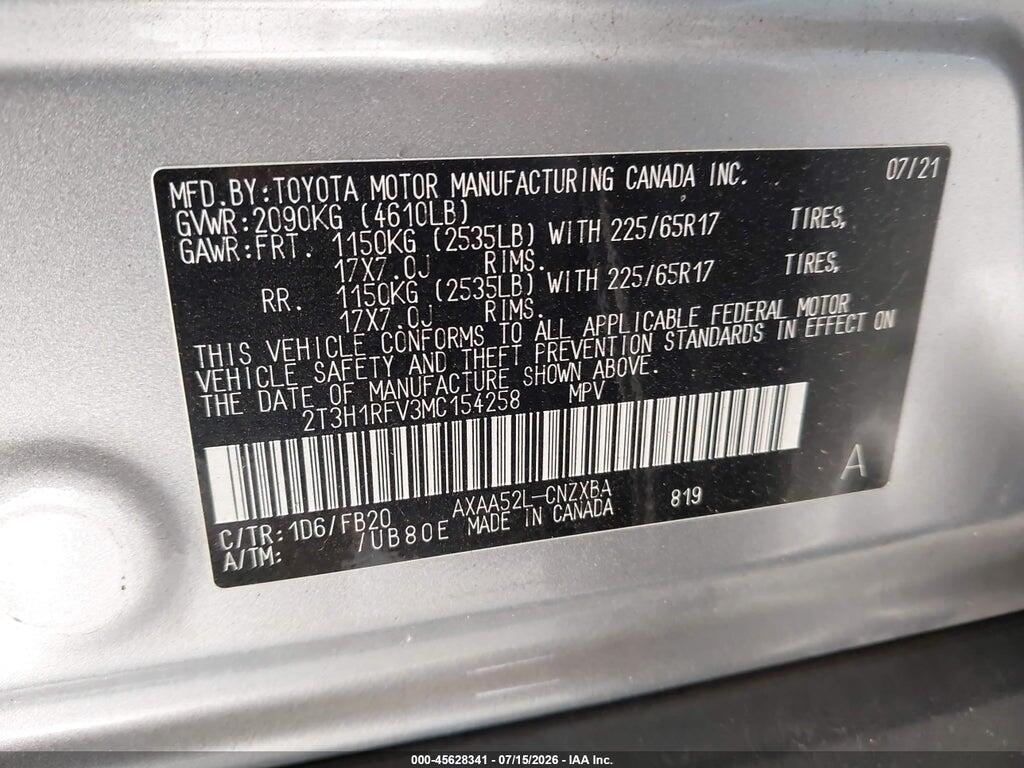 2T3H1RFV3MC154258 2021 TOYOTA RAV4 photo no. 9