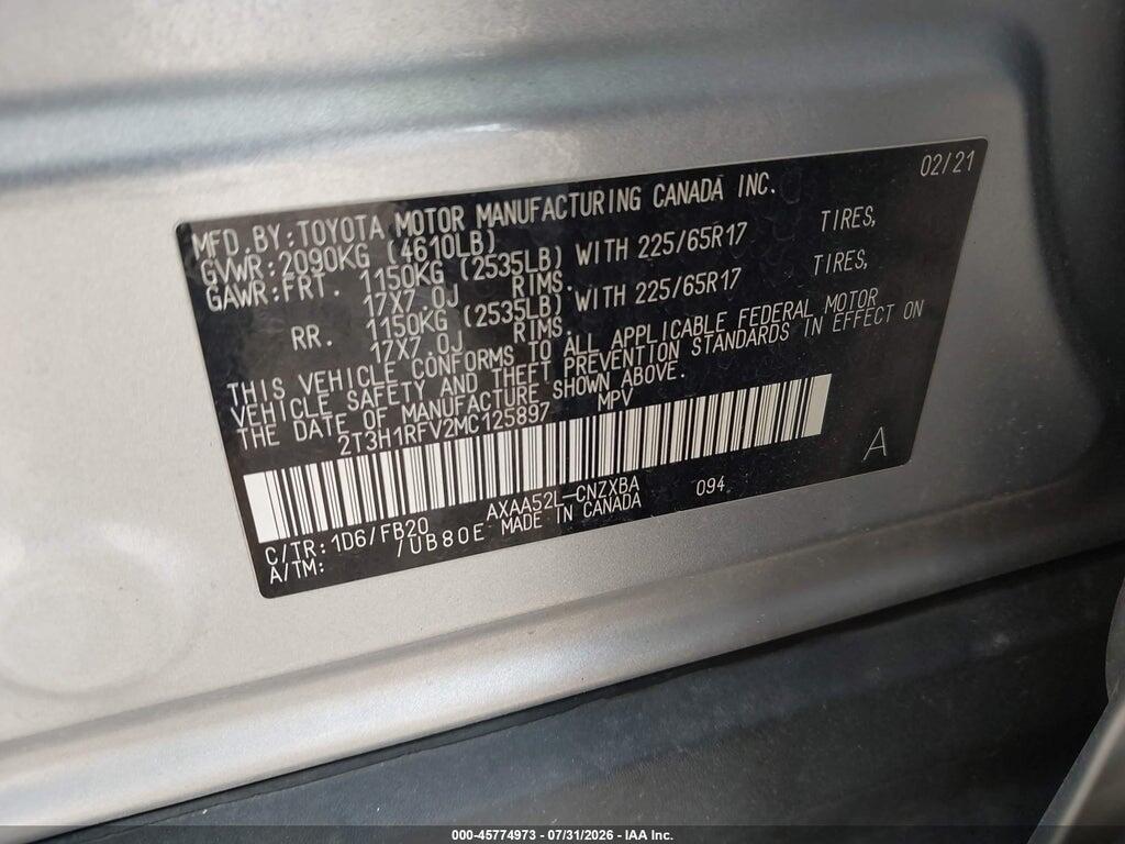 2T3H1RFV2MC125897 2021 TOYOTA RAV4 photo no. 9