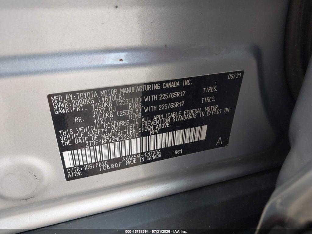 2T3F1RFV2MC223710 2021 TOYOTA RAV4 photo no. 9