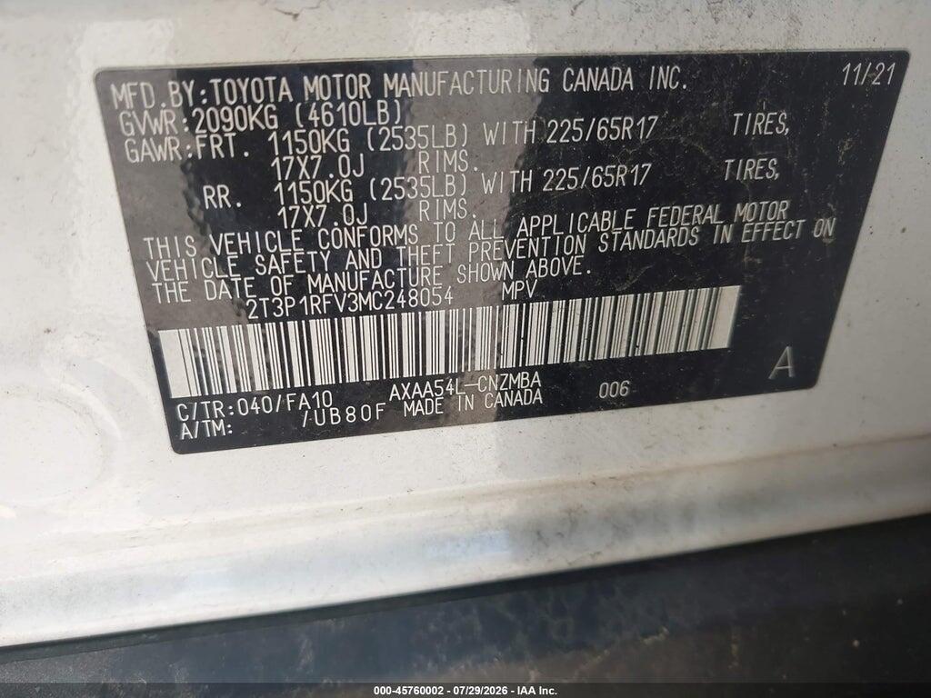 2T3P1RFV3MC248054 2021 TOYOTA RAV4 photo no. 9