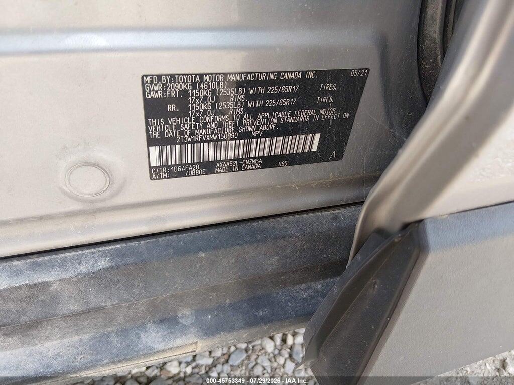 2T3W1RFVXMW150990 2021 TOYOTA RAV4 photo no. 9