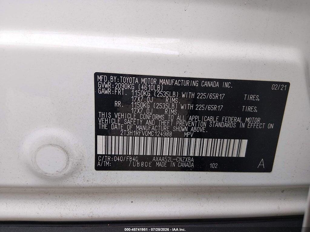 2T3H1RFV0MC124988 2021 TOYOTA RAV4 photo no. 9