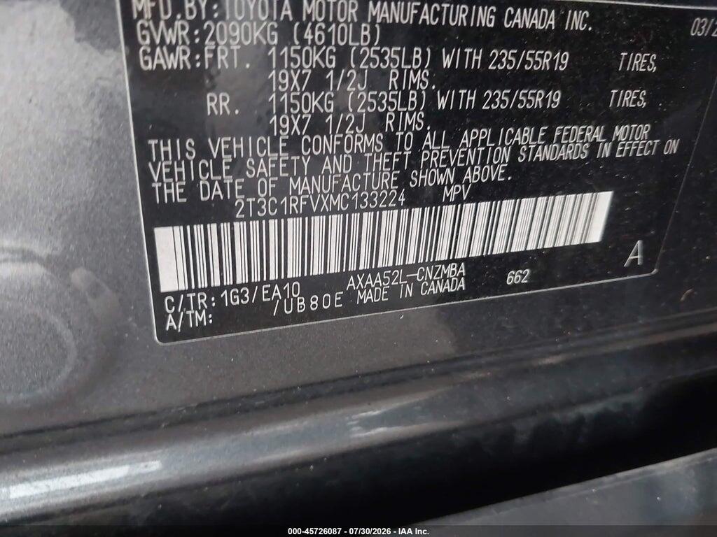 2T3C1RFVXMC133224 2021 TOYOTA RAV4 photo no. 9
