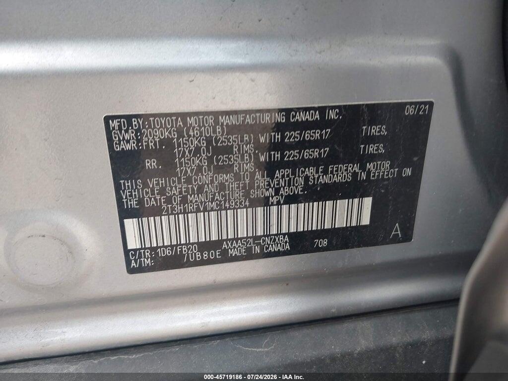 2T3H1RFV1MC149334 2021 TOYOTA RAV4 photo no. 9