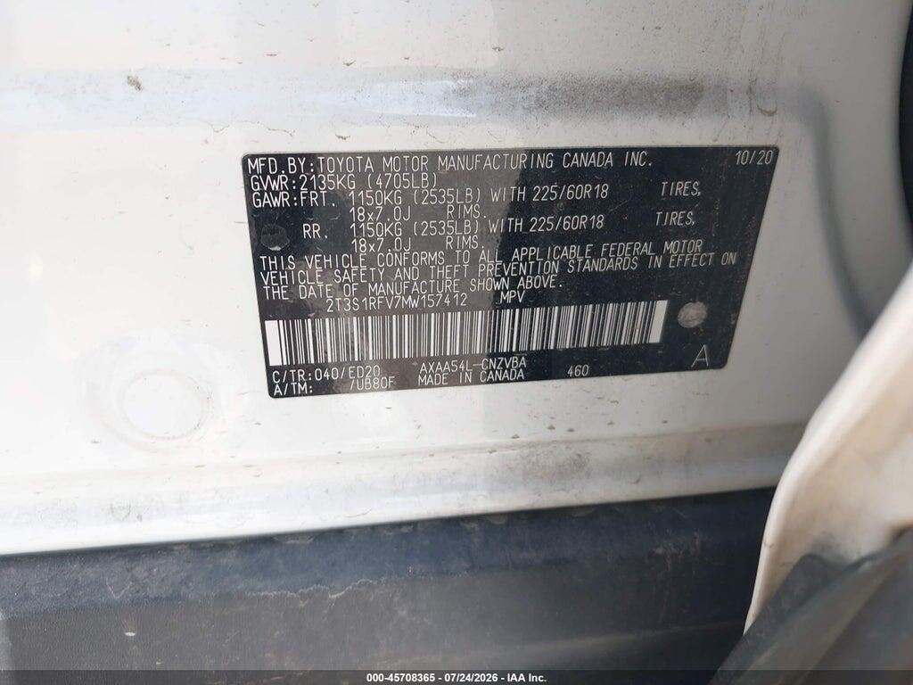 2T3S1RFV7MW157412 2021 TOYOTA RAV4 photo no. 9