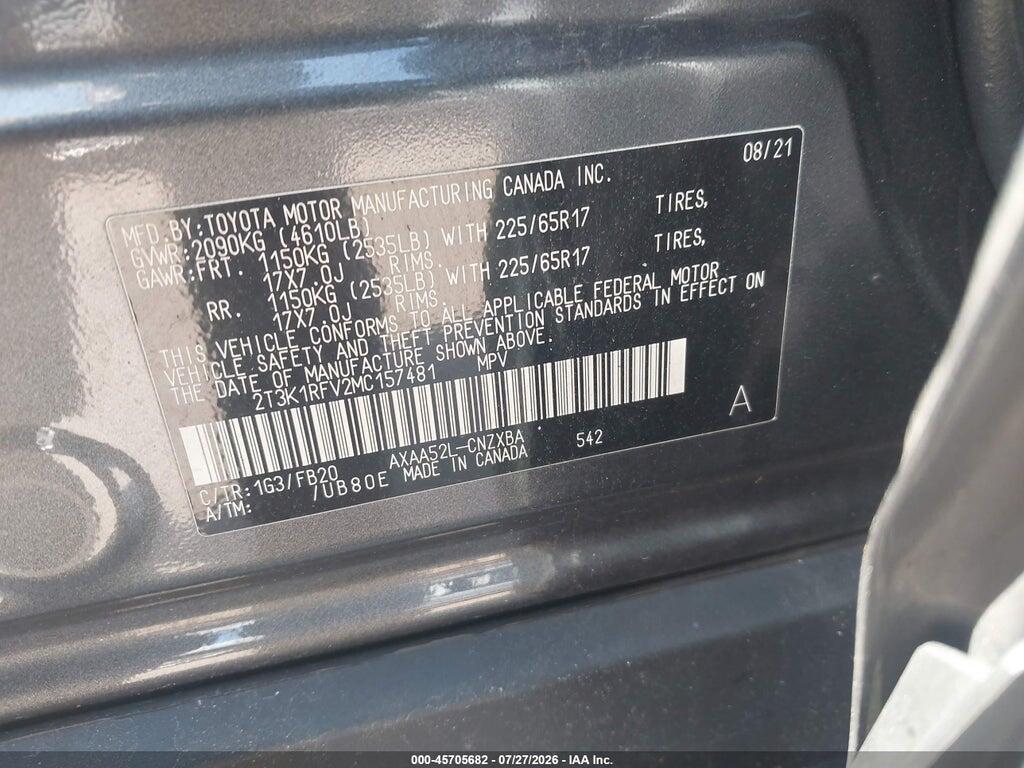 2T3K1RFV2MC157481 2021 TOYOTA RAV4 photo no. 9