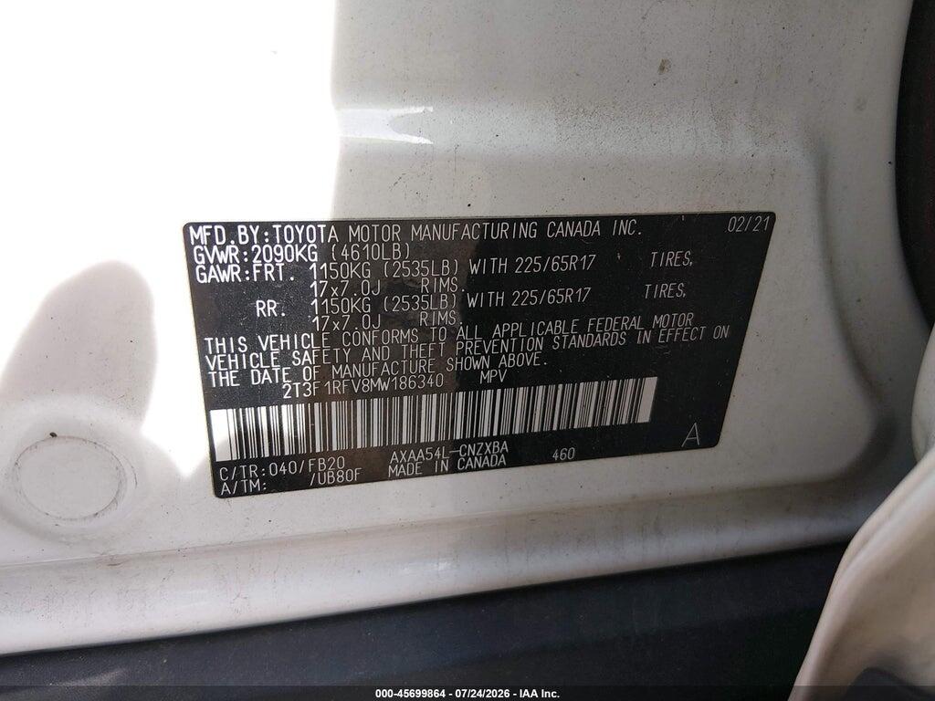 2T3F1RFV8MW186340 2021 TOYOTA RAV4 photo no. 9