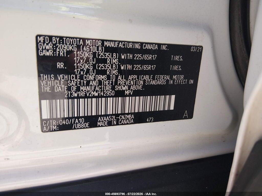 2T3W1RFV2MW142950 2021 TOYOTA RAV4 photo no. 9