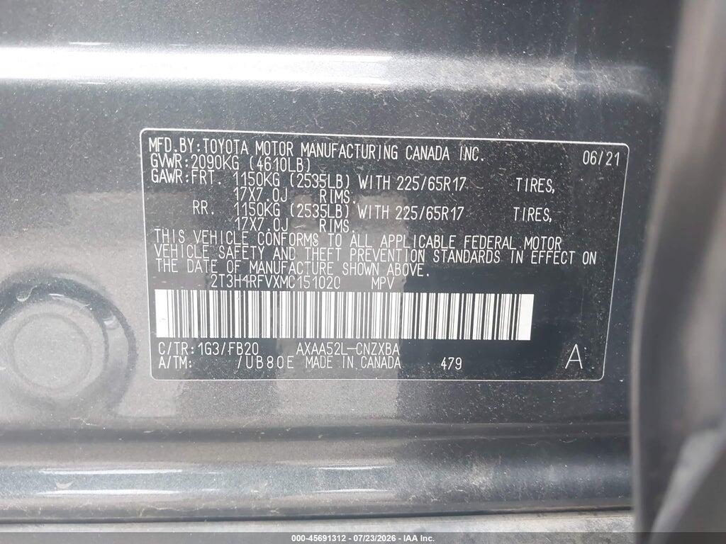 2T3H1RFVXMC151020 2021 TOYOTA RAV4 photo no. 9