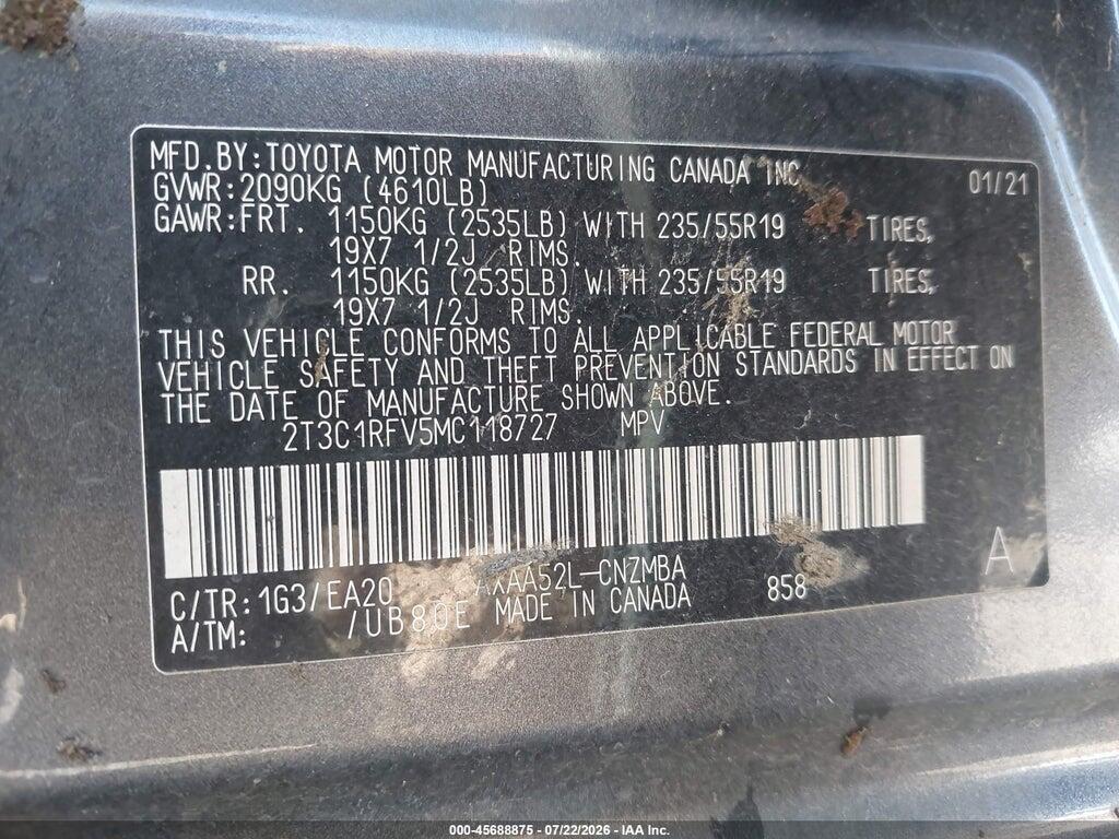 2T3C1RFV5MC118727 2021 TOYOTA RAV4 photo no. 9