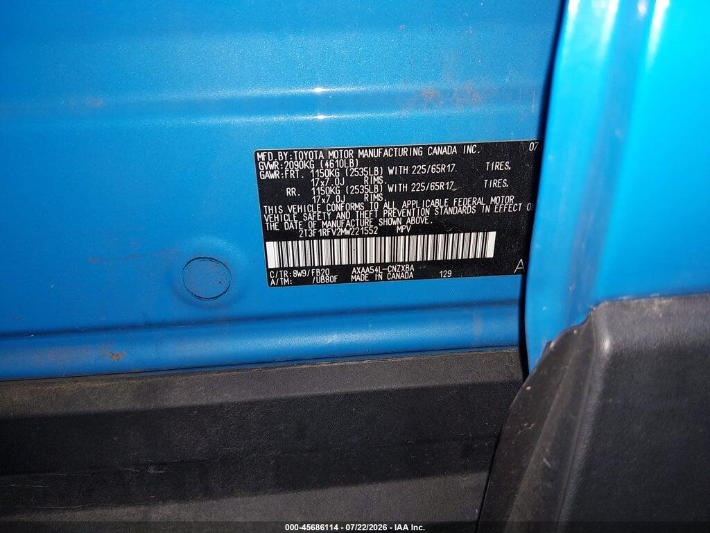 2T3F1RFV2MW221552 2021 TOYOTA RAV4 photo no. 9