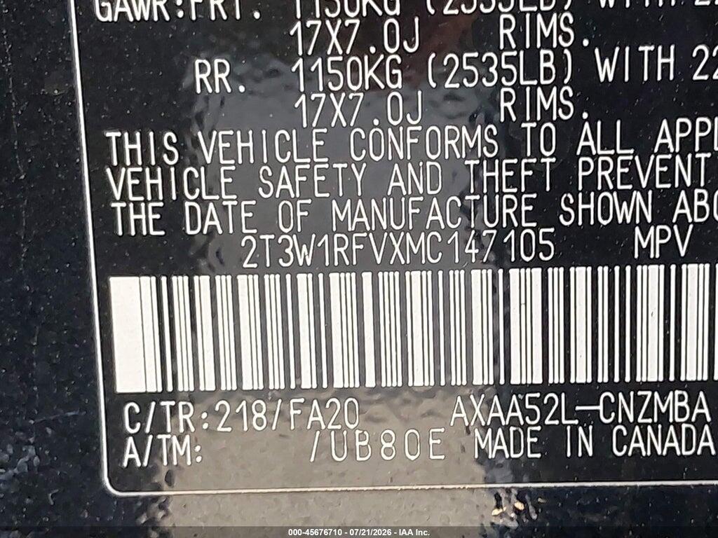 2T3W1RFVXMC147105 2021 TOYOTA RAV4 photo no. 9