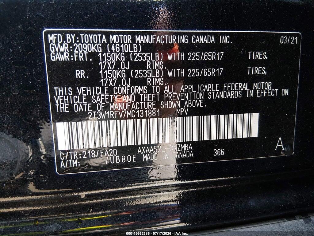 2T3W1RFV7MC131881 2021 TOYOTA RAV4 photo no. 9