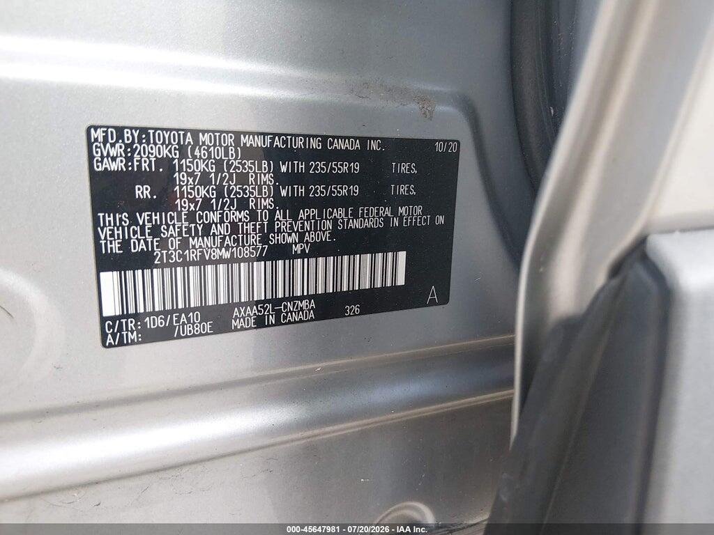 2T3C1RFV8MW108577 2021 TOYOTA RAV4 photo no. 9