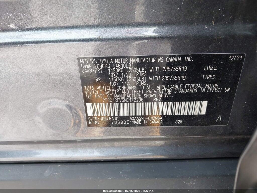 2T3C1RFV5MC172206 2021 TOYOTA RAV4 photo no. 9