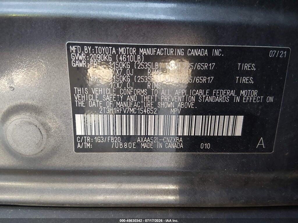 2T3H1RFV7MC154652 2021 TOYOTA RAV4 photo no. 9