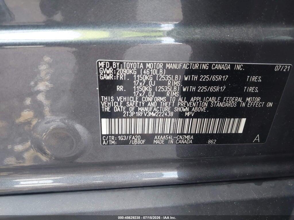 2T3P1RFV3MW222438 2021 TOYOTA RAV4 photo no. 9