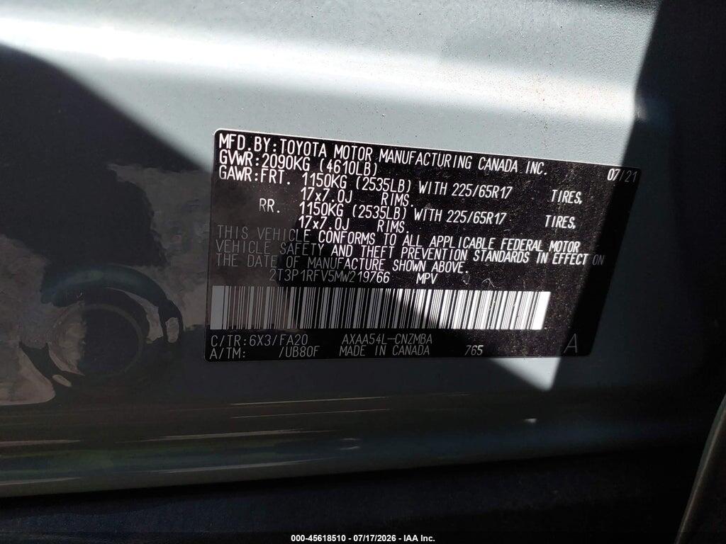 2T3P1RFV5MW219766 2021 TOYOTA RAV4 photo no. 9