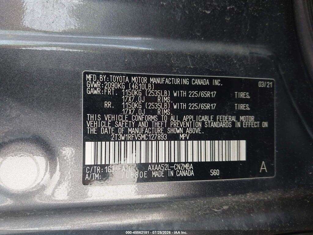 2T3W1RFV5MC127893 2021 TOYOTA RAV4 photo no. 9