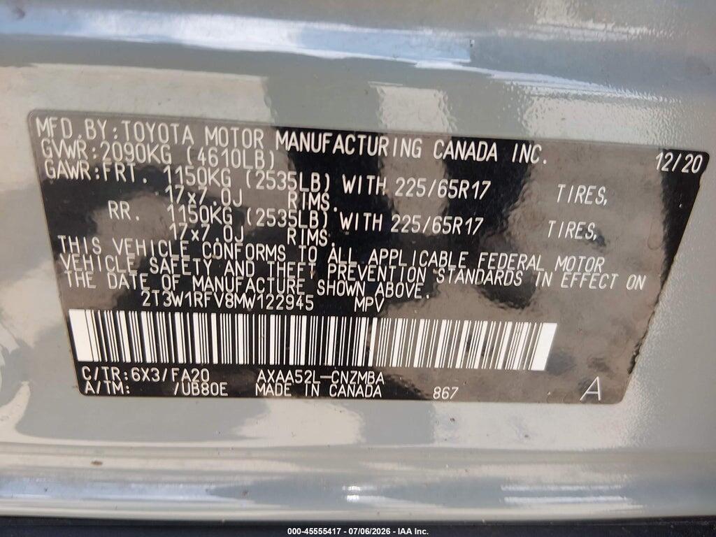 2T3W1RFV8MW122945 2021 TOYOTA RAV4 photo no. 9