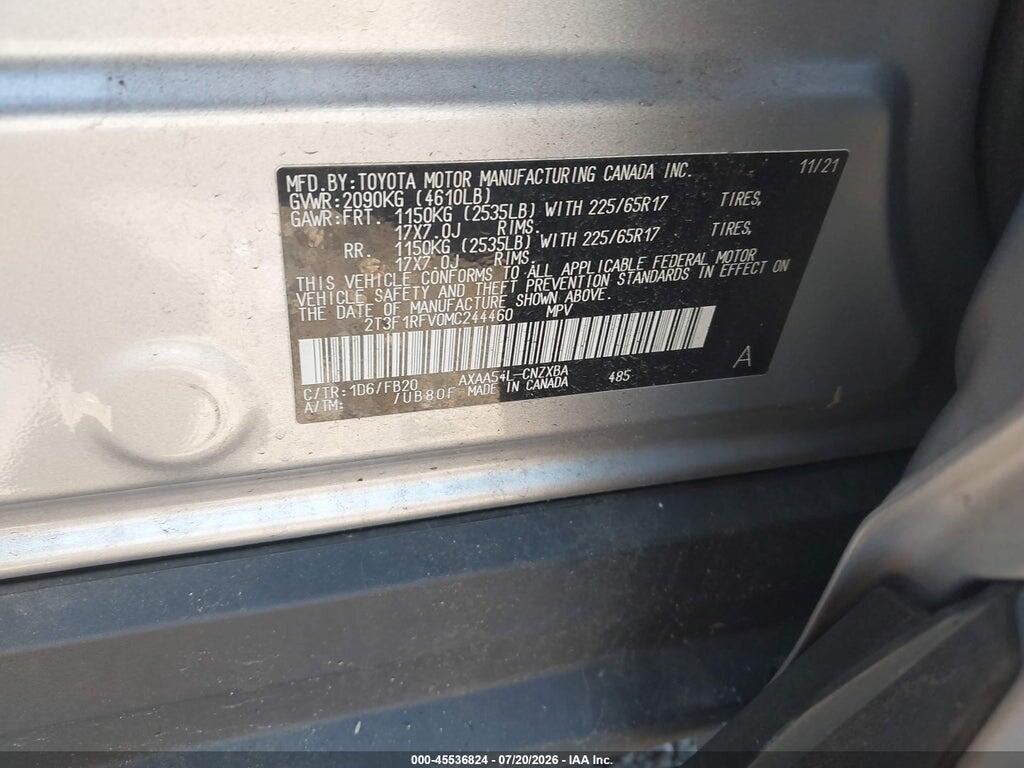2T3F1RFV0MC244460 2021 TOYOTA RAV4 photo no. 9