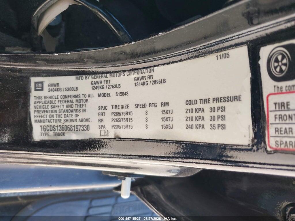 1GCDS136068197330 2006 CHEVROLET COLORADO photo no. 9