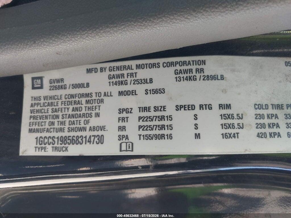 1GCCS198568314730 2006 CHEVROLET COLORADO photo no. 9