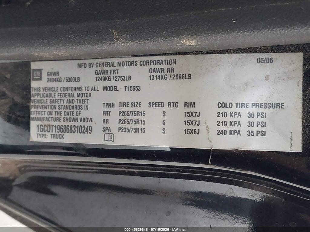 1GCDT196868310249 2006 CHEVROLET COLORADO photo no. 9