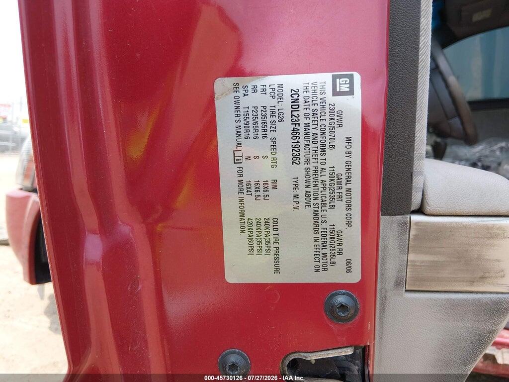 2CNDL23F466192362 2006 CHEVROLET EQUINOX photo no. 9