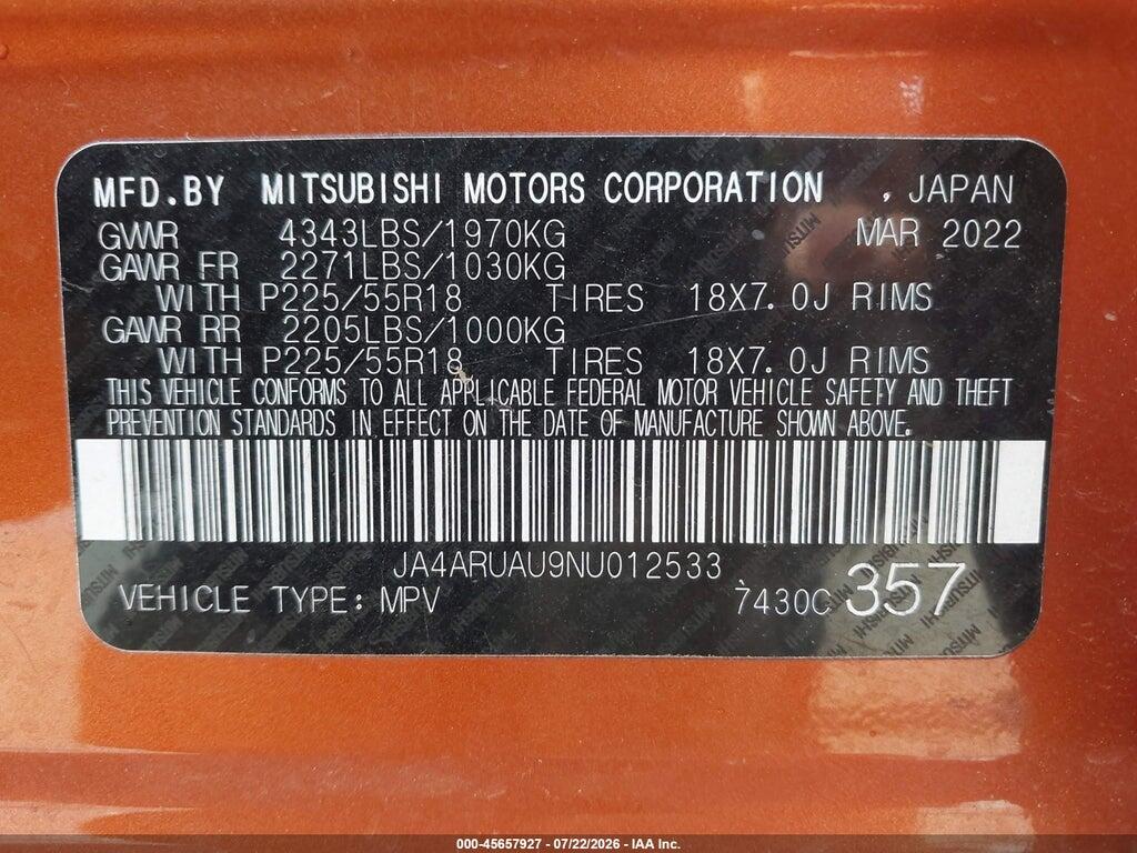 JA4ARUAU9NU012533 2022 MITSUBISHI OUTLANDER SPORT photo no. 9