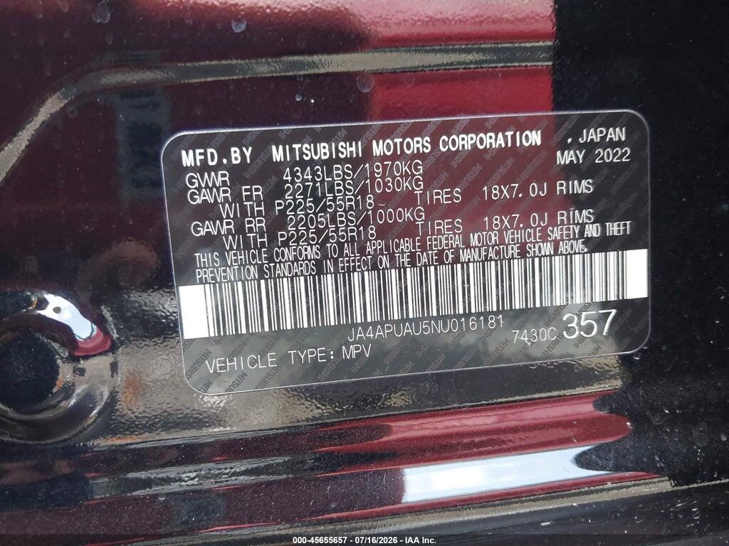 JA4APUAU5NU016181 2022 MITSUBISHI OUTLANDER SPORT photo no. 9
