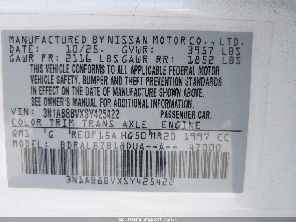 3N1AB8BVXSY425422 2025 NISSAN SENTRA photo no. 9